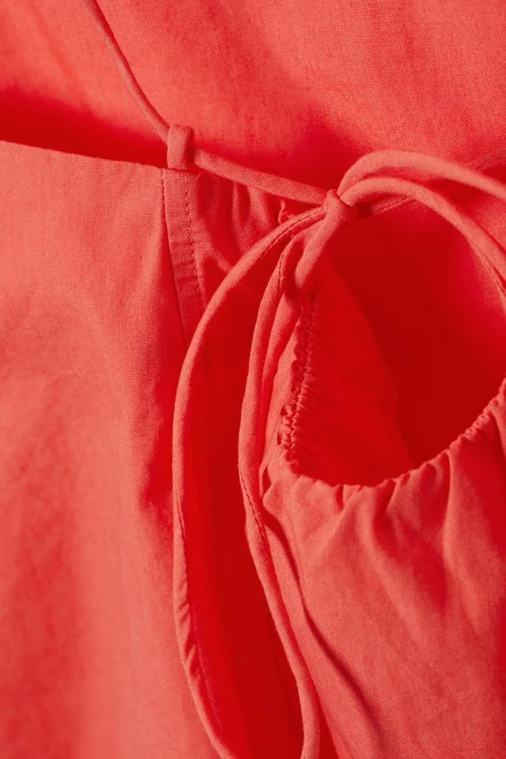 Top de tirantes de popelín con cordón – Rojo claro Top de tirantes de popelín con cordón – Rojo claro