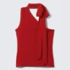 Top de un solo hombro con lazo de lyocell – Rojo Top de un solo hombro con lazo de lyocell – Rojo