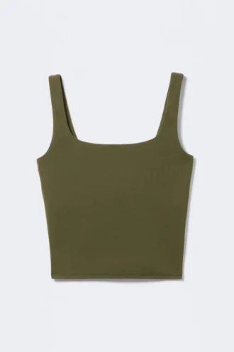 Top deportivo corto – Verde caqui oscuro