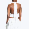 Top drapeado con cuello halter – Blanco Top drapeado con cuello halter – Blanco