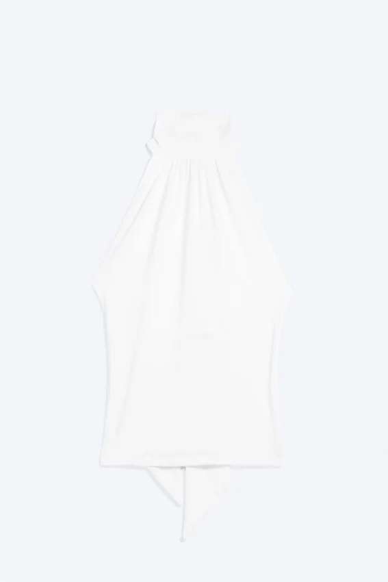 Top drapeado con cuello halter – Blanco Top drapeado con cuello halter – Blanco