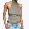 Top drapeado con cuello halter – Dusty Mole