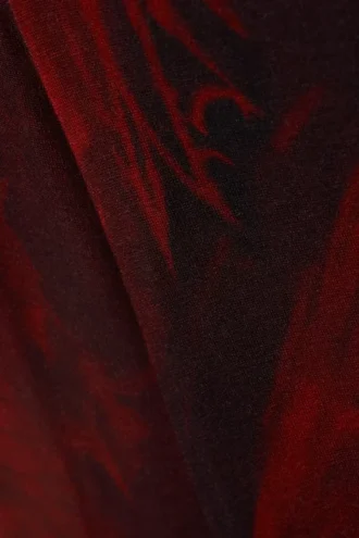Top estampado de manga larga y corte entallado – Estampado de dragón rojo oscuro