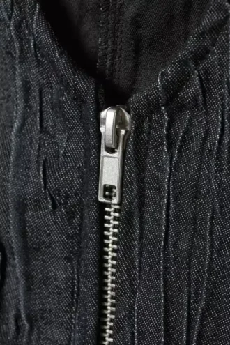 Top estructurado con cuello en V y cremallera – Azul oscuro
