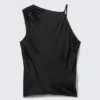Top fruncido sin mangas – Negro