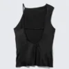 Top fruncido sin mangas – Negro