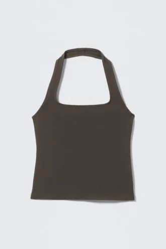 Top halter con cuello cuadrado – Gris oscuro