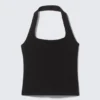 Top halter con cuello cuadrado – Negro