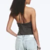 Top halter con cuello en V de tejido ripstop – Gris oscuro