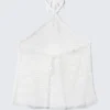Top halter con lazo de malla – Blanco Top halter con lazo de malla – Blanco