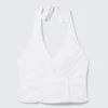 Top halter de algodón con cuello en V – Blanco Top halter de algodón con cuello en V – Blanco