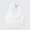 Top halter de algodón con cuello en V – Blanco Top halter de algodón con cuello en V – Blanco
