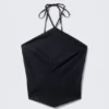 Top halter de corte ajustado – Azul oscuro – Rayas finas Top halter de corte ajustado – Azul oscuro – Rayas finas