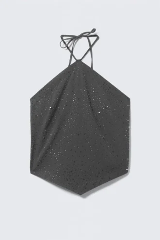 Top halter de corte entallado – Gris oscuro – Stones