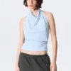Top halter drapeado – Azul claro