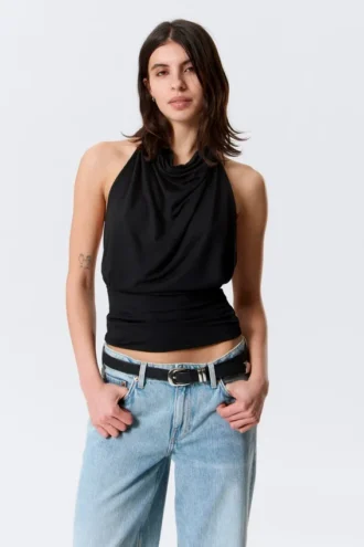 Top halter drapeado – Negro Top halter drapeado – Negro