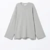 Top oversize de manga larga y tacto suave – Gris jaspeado