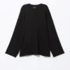 Top oversize de manga larga y tacto suave – Negro