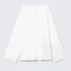 Top oversize de manga larga y tejido suave – Blanco