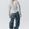 Top plisado de manga larga – Gris claro jaspeado Top plisado de manga larga – Gris claro jaspeado