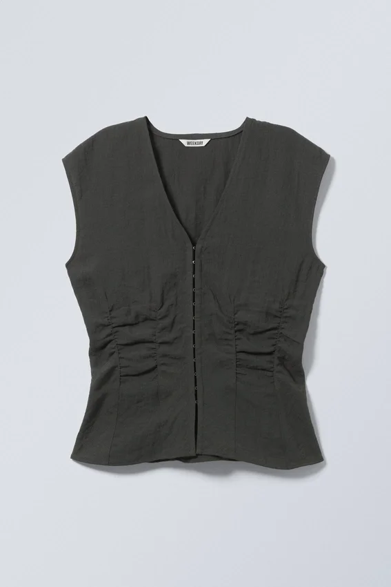Top sin mangas arrugado – Gris oscuro Top sin mangas arrugado – Gris oscuro