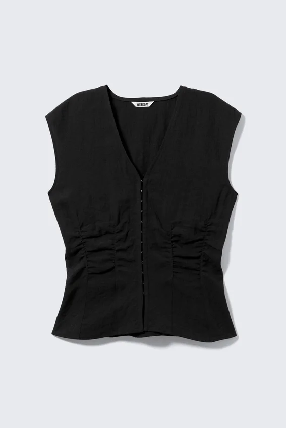 Top sin mangas arrugado – Negro Top sin mangas arrugado – Negro