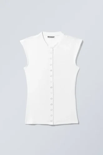 Top sin mangas con botones – Blanco