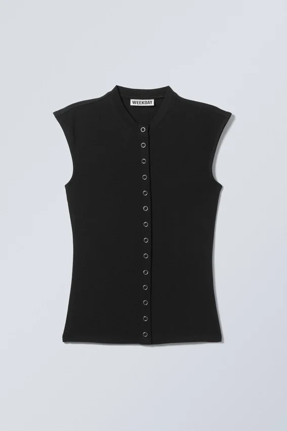 Top sin mangas con botones – Negro Top sin mangas con botones – Negro