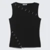 Top sin mangas con costuras perforadas y corte entallado – Negro Top sin mangas con costuras perforadas y corte entallado – Negro