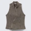 Top sin mangas con cremallera curvada – Gris oscuro Top sin mangas con cremallera curvada – Gris oscuro