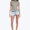 Top sin mangas con cuello alto y cremallera – Gris polvoriento Top sin mangas con cuello alto y cremallera – Gris polvoriento