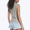 Top sin mangas con cuello alto y cremallera – Gris polvoriento Top sin mangas con cuello alto y cremallera – Gris polvoriento