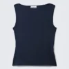 Top sin mangas con cuello barco Annie – Azul oscuro Top sin mangas con cuello barco Annie – Azul oscuro