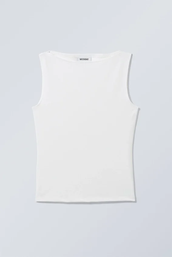 Top sin mangas con cuello barco Annie – Blanco Top sin mangas con cuello barco Annie – Blanco