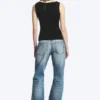 Top sin mangas con cuello barco Annie – Negro
