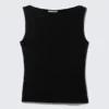 Top sin mangas con cuello barco Annie – Negro