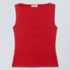 Top sin mangas con cuello barco Annie – Rojo