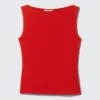 Top sin mangas con cuello barco de Annie Soft – Rojo