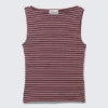 Top sin mangas con cuello barco y rayas Annie – Rayas rojo oscuro y gris Top sin mangas con cuello barco y rayas Annie – Rayas rojo oscuro y gris