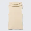 Top sin mangas con cuello de embudo – Beige claro
