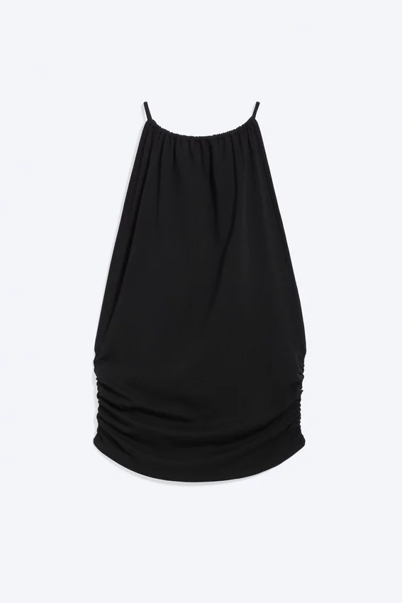 Top sin mangas con fruncido y cuello halter – Negro Top sin mangas con fruncido y cuello halter – Negro