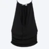 Top sin mangas con fruncido y cuello halter – Negro Top sin mangas con fruncido y cuello halter – Negro