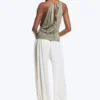 Top sin mangas con fruncido y cuello halter – Verde caqui apagado Top sin mangas con fruncido y cuello halter – Verde caqui apagado