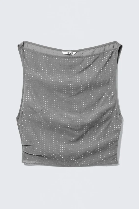 Top sin mangas con lentejuelas – Gris – Strass Top sin mangas con lentejuelas – Gris – Strass