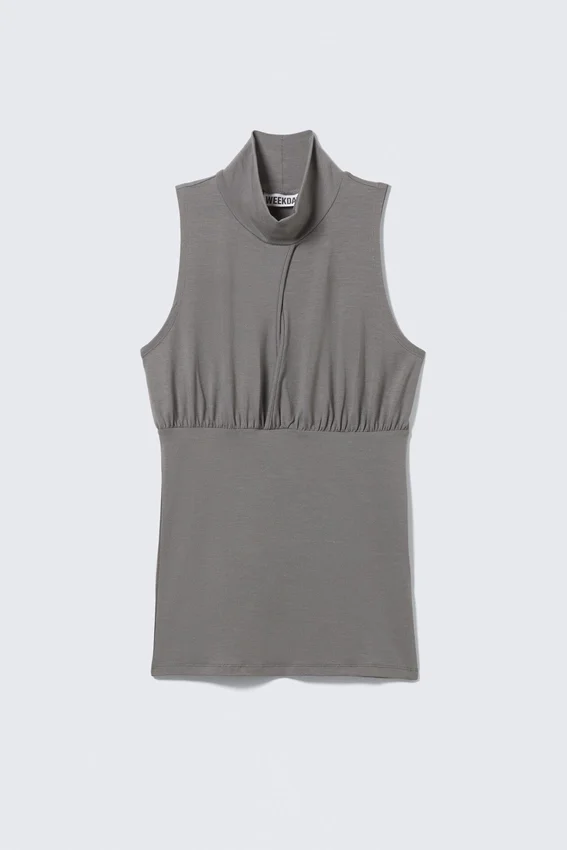 Top sin mangas de cuello alto – Gris Top sin mangas de cuello alto – Gris