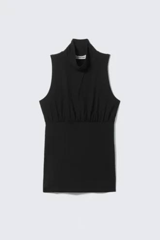 Top sin mangas de cuello alto – Negro