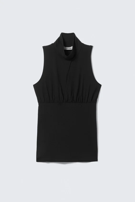 Top sin mangas de cuello alto – Negro Top sin mangas de cuello alto – Negro