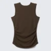 Top sin mangas de jersey fruncido – Marrón oscuro Top sin mangas de jersey fruncido – Marrón oscuro