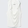 Top sin mangas de lyocell con capucha drapeada – Blanco Top sin mangas de lyocell con capucha drapeada – Blanco