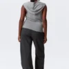Top sin mangas de lyocell con capucha drapeada – Gris jaspeado Top sin mangas de lyocell con capucha drapeada – Gris jaspeado